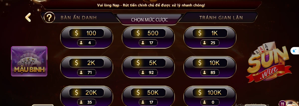 Hướng dẫn chi tiết cách chơi game Sun win