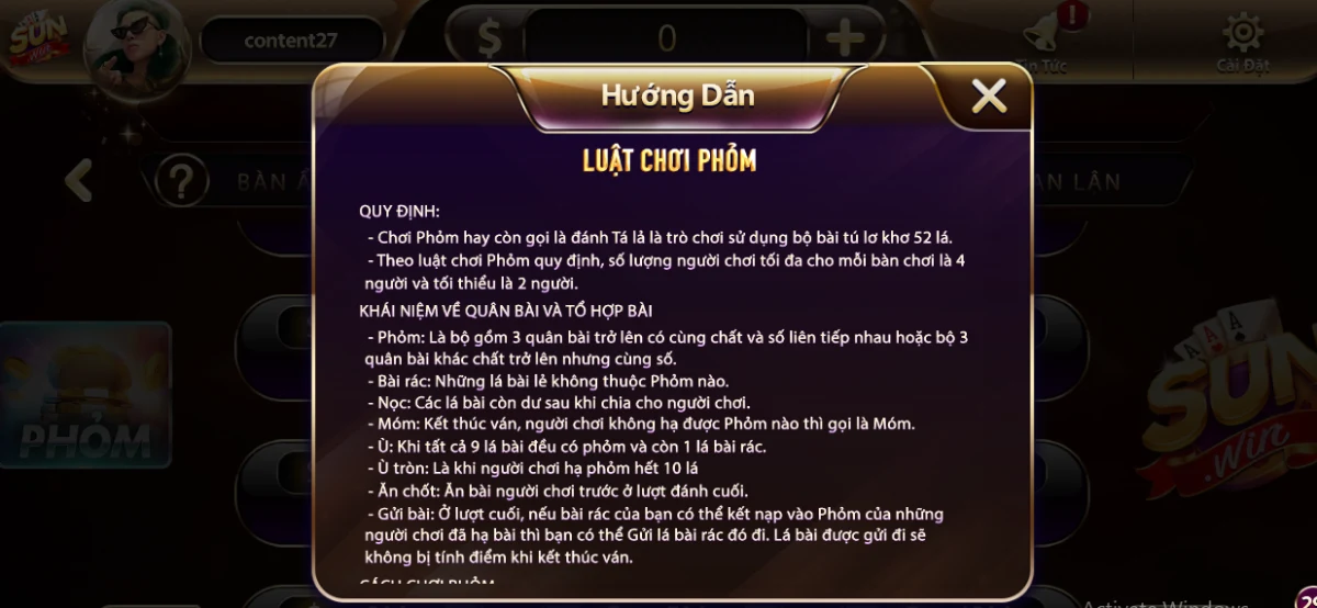 Cách chơi phỏm online luôn thắng rút tiền thật tại game Sunwin