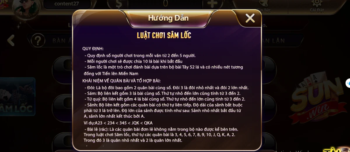 Hướng dẫn cách chơi Sâm lốc nhà game Sunwin đơn giản cho tân thủ