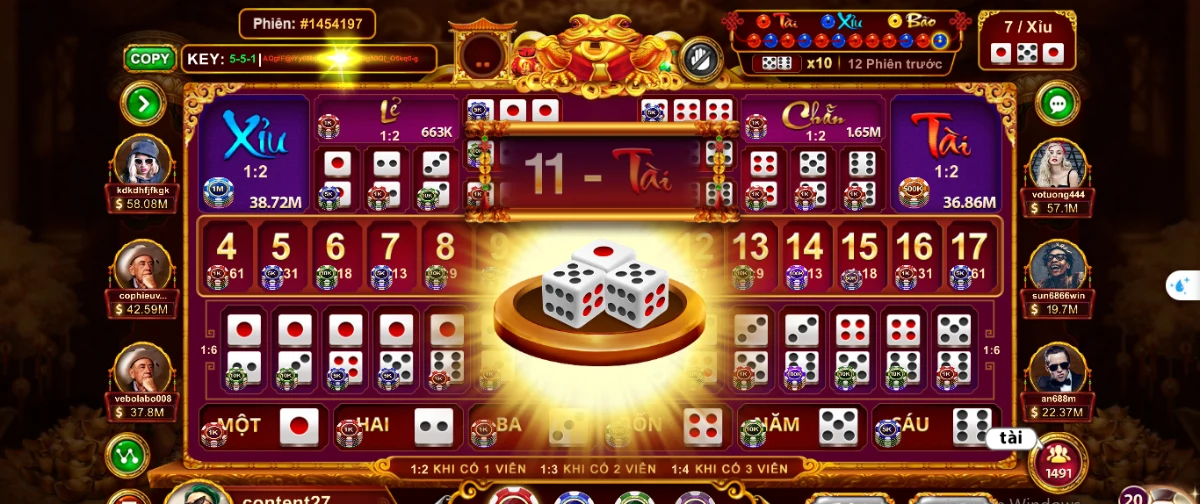 Các loại cửa đặt cược tại game Tài xỉu cổng game Sunwin