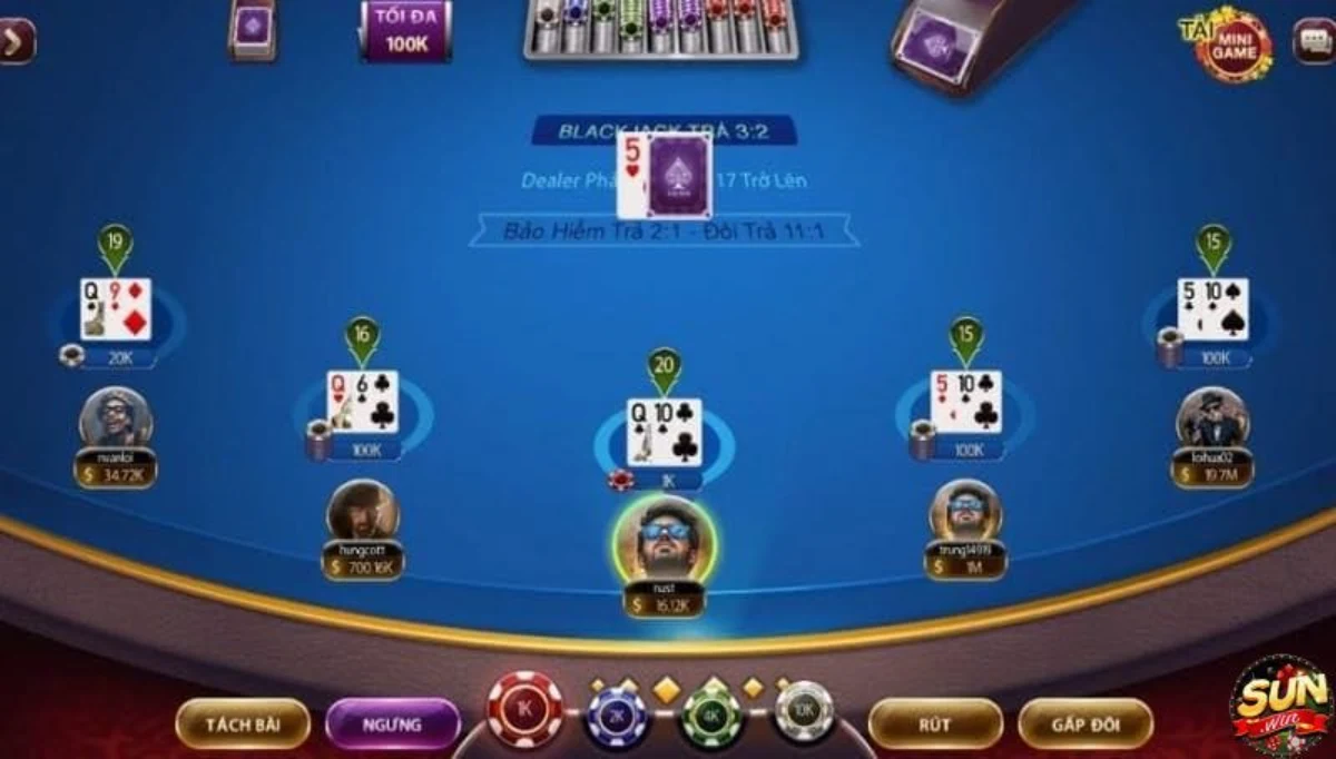 Nhập cuộc chơi Blackjack Sunwin live chi tiết